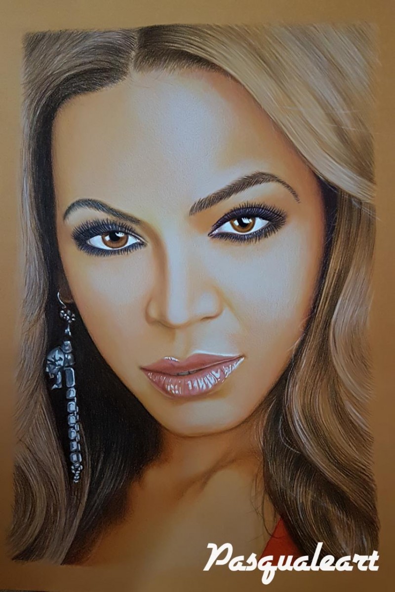 lino - Beyonce' ritratto con matite colorate prismacolor